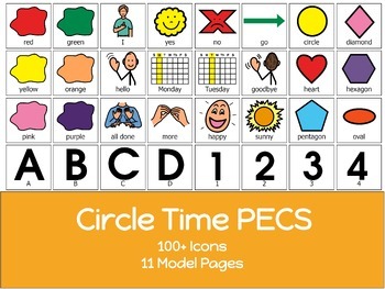 Preview of Interactive PECS Communication Book, 100+ Icons with 11 Model Pages, Circle Time
