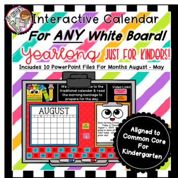 Preview of Interactive PPT Year Digital Calendar Bundle - 10 Kindergarten Calendars