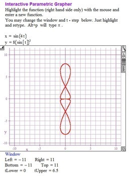 Graphing Parametric Equations Interactive Grapher with FREE Software