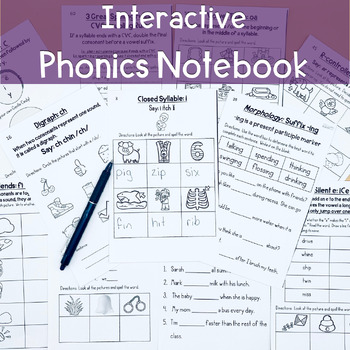 Preview of Interactive Phonics Notebook for Phonics Practice | No-Prep