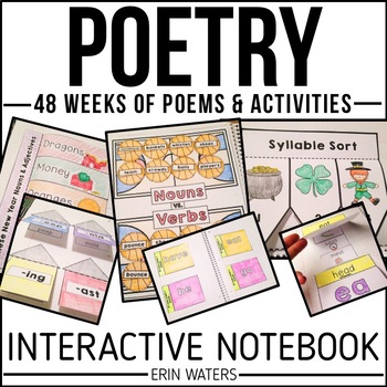 Preview of Interactive Poetry Notebook Bundle {48 Weeks of K-2 Poems & Activities}