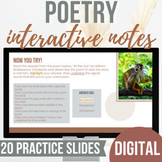 Interactive Poetry Notes | 20 Practice Slides | 37 Slides 