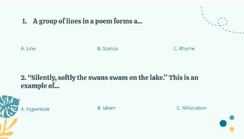 Preview of Interactive Poetry Terms Practice Quiz