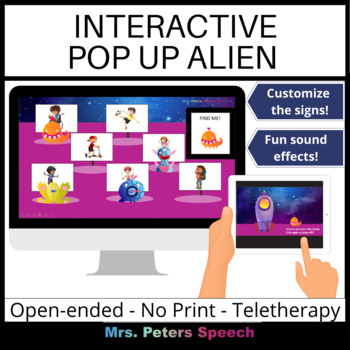 Preview of Interactive Pop Up Alien Game - Open-ended, NO PRINT, teletherapy, speech