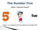 Interactive PowerPoint for teaching the number five.