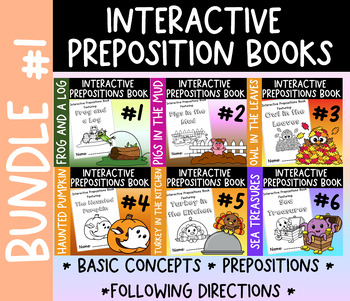 Preview of Interactive Prepositions/Following Directions Book BUNDLE #1