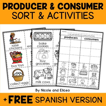 Preview of Producers and Consumers Sort Activities + FREE Spanish Version
