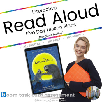 Preview of Interactive Read Aloud Lesson Plans Boom Card™ Comprehension The Kissing Hand