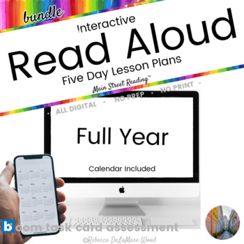 Preview of Interactive Read Aloud Lessons Boom Card™ ANNUAL BUNDLE 22-23 Calendar Included