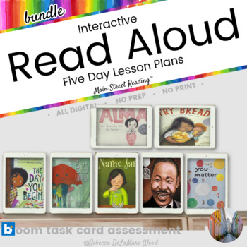 Preview of Interactive Read Aloud Lessons Boom Card™ Reading Comprehension Diversity BUNDLE