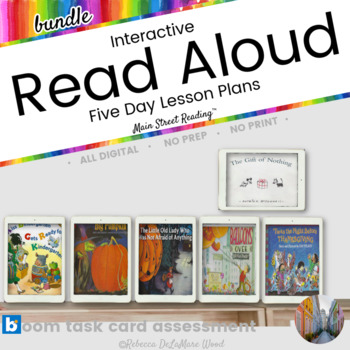 Preview of Interactive Read Aloud Lessons & Boom Card™ Reading Comprehension Holiday BUNDLE