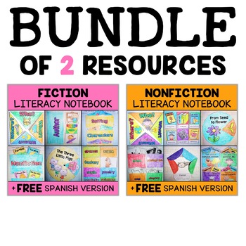 Preview of Literacy Interactive Notebooks Activities Bundle + FREE Spanish