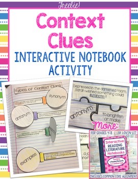 Preview of Interactive Reading Notebooks ~ FREE Bonus Lesson! Context Clues