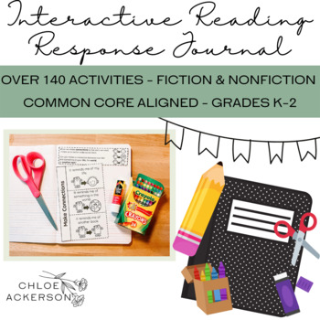 Preview of Interactive Reading Response Journal Notebook for K, 1st and 2nd Grade ELA