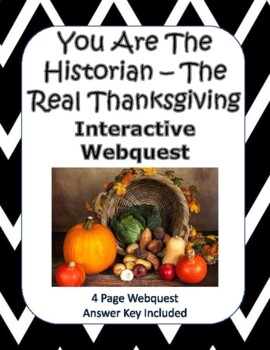Preview of Interactive Real First Thanksgiving Webquest - Google Copy Included - NEW!
