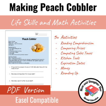 Preview of Interactive Recipes: Peach Cobbler PDF and Easel Compatible