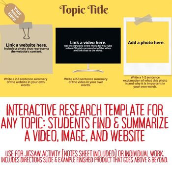 Preview of Interactive Research Poster for Any Topic; Jigsaw Option for Multiple Topics
