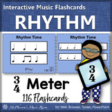 Rhythm Cards Interactive Elementary Music Flashcards 3/4 Meter