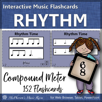 Preview of Rhythm Cards Compound Meter Interactive Elementary Music Flashcards