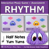 Interactive Rhythm Game Half Notes + Assessment Elementary