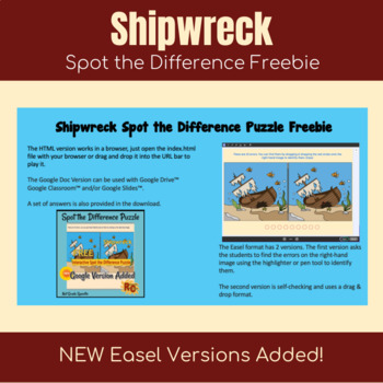 Preview of Shipwreck Spot the Difference Free Interactive Puzzle