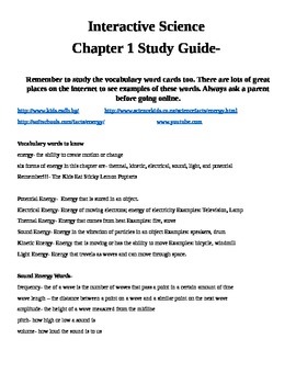 Preview of Interactive Science 4th Grade Physical Science Study Guide
