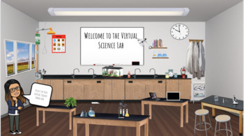 Preview of Interactive Science Lab Classroom B Bitmoji Template-Editable