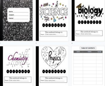 Preview of Interactive Science Notebook Cover Page Bundle