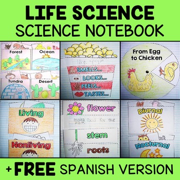 Preview of Life Science Interactive Notebook Activities + FREE Spanish