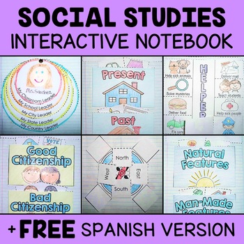 Preview of Social Studies Interactive Notebook Activities + FREE Spanish Version