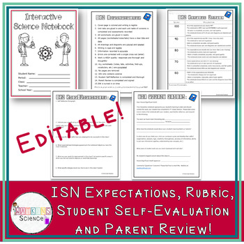 Preview of Interactive Science Notebook (expectations, rubric, parent letter) EDITABLE!