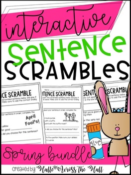 Preview of Sentence Scrambles Spring BUNDLE | Sentence Builders | 2nd Grade Sentence Skills