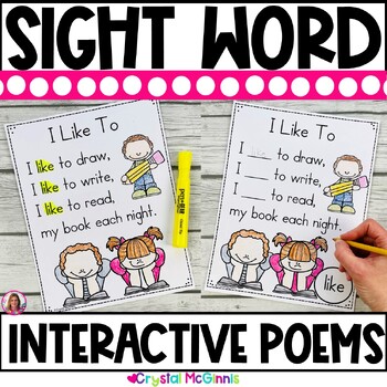 Preview of Sight Word Poems with Additional Activities | Kindergarten Reading | Poetry