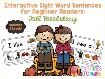 Preview of Interactive Sight Word Sentences for Beginner Readers:  Fall Vocabulary