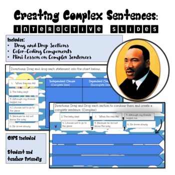 Preview of Interactive Slides: Complex Sentences (MLK)