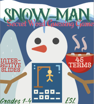 Preview of Interactive Slides SNOW-MAN (hangman) Winter Vocabulary Game and Word Lists