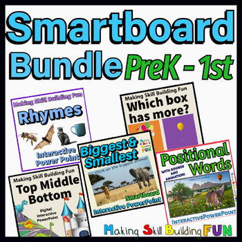 Preview of Interactive Smart Board Games Bundle PreK Kindergarten First Grade Preschool