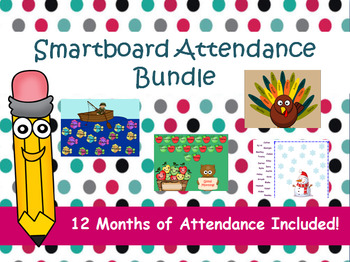 Preview of Interactive Smartboard Attendance Mega Bundle: 12 Months Included