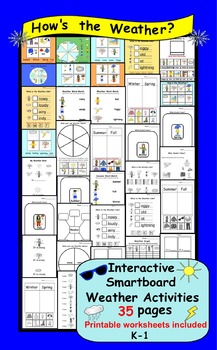 Preview of Interactive Smartboard Weather Activities with printables for K-1