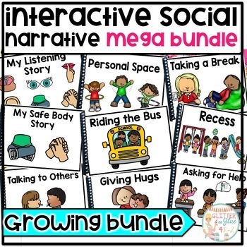 Preview of Interactive Social Skills Narratives & Stories Growing Bundle- Visuals & More