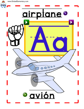 Preview of Interactive Spanish, English, and ASL Alphabet Cards with Audio Pronunciations