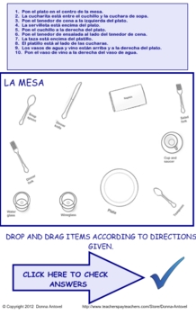 Preview of Interactive Spanish Table Setting Activity