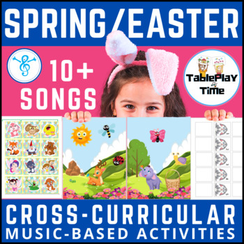 Preview of Interactive Spring Easter Music Literacy and Math Activities Folder Game