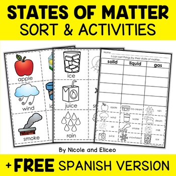 Preview of States of Matter Sort Activities + FREE Spanish