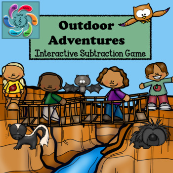 Preview of Interactive Math Game Subtraction Google Slides/PDF Outdoor Adventures