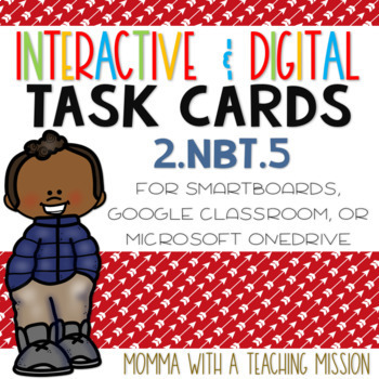 Preview of Interactive Task Cards 2.NBT.5 Algorithm Add & Subtract Google Drive Classroom
