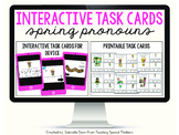 Interactive Task Cards: Spring Pronouns (NO PRINT and prin