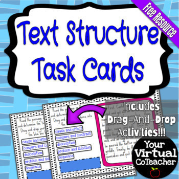 Preview of Interactive Text Structure Task Cards FREEBIE for Google Slides