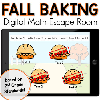Preview of Interactive Thanksgiving 2nd Grade Math Escape Room: Digital Game Google Slides