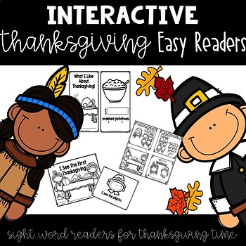 Preview of Interactive Thanksgiving Easy Reader {Sight Word Emergent Readers}